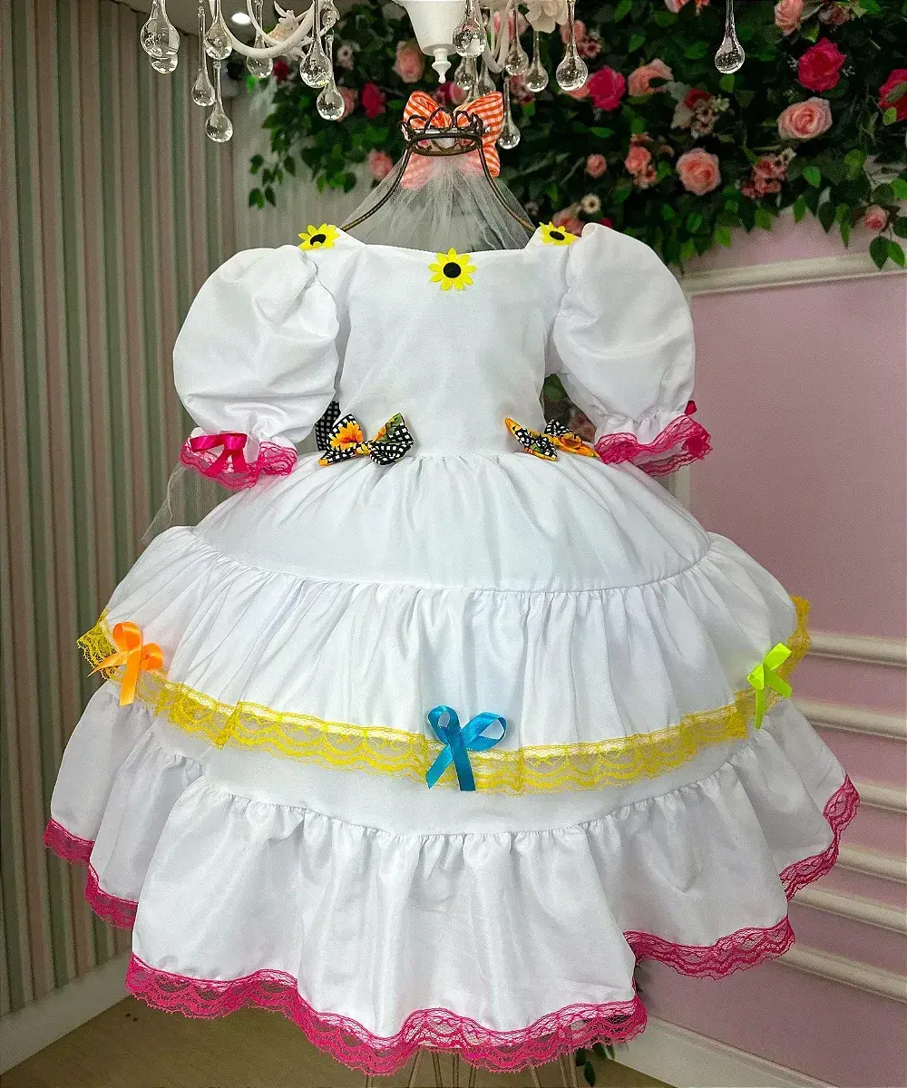 Vestido junino festa noiva noivinha branco, foto 6