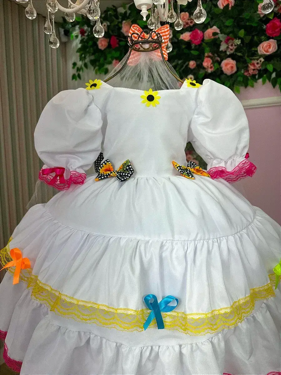 Vestido junino festa noiva noivinha branco, foto 7