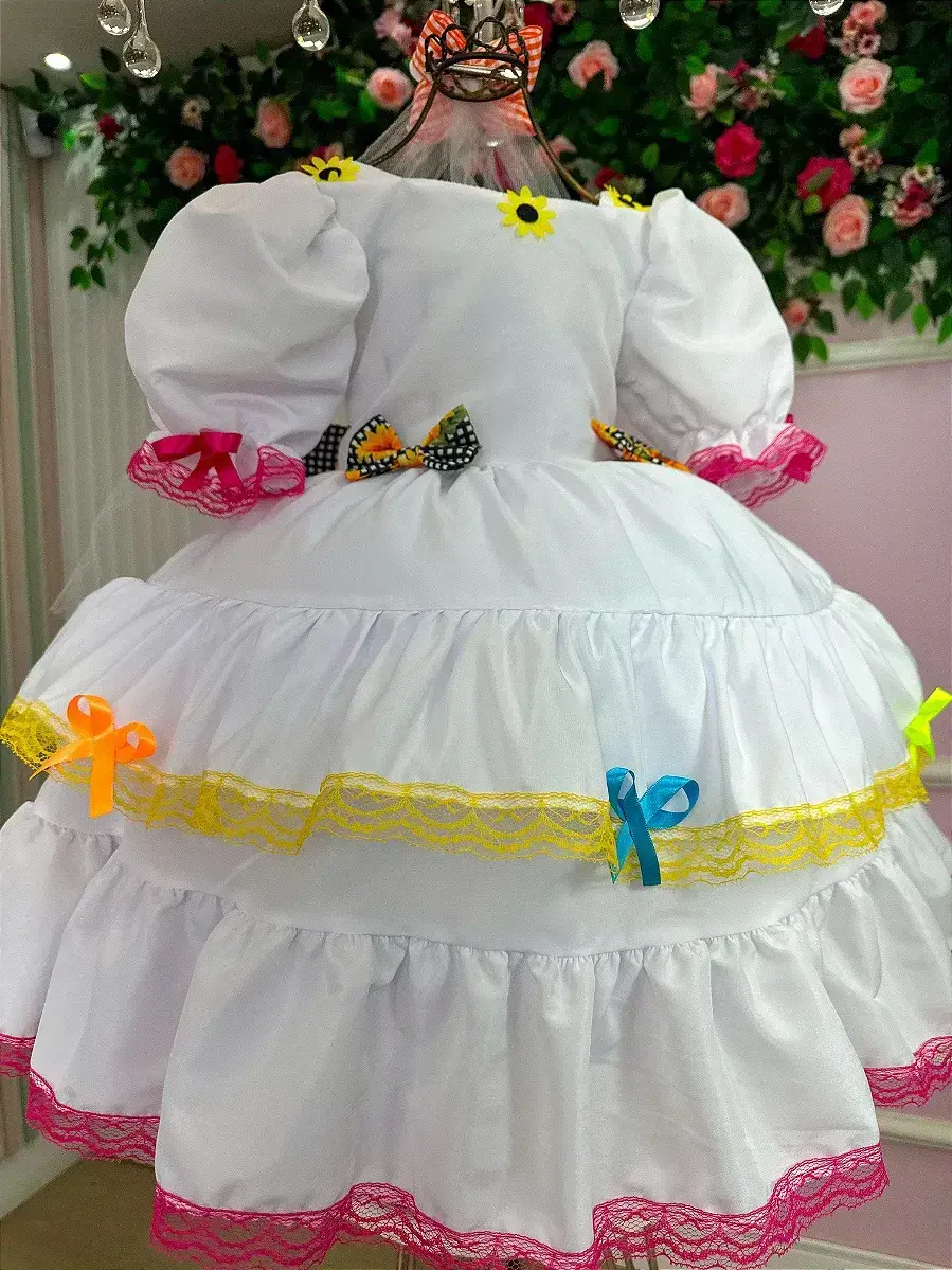 Vestido junino festa noiva noivinha branco, foto 8