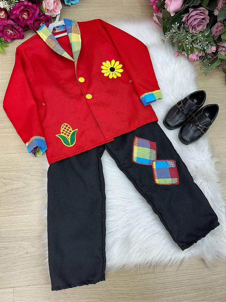 Conjunto junino seu zéca terno vermelho, foto 3