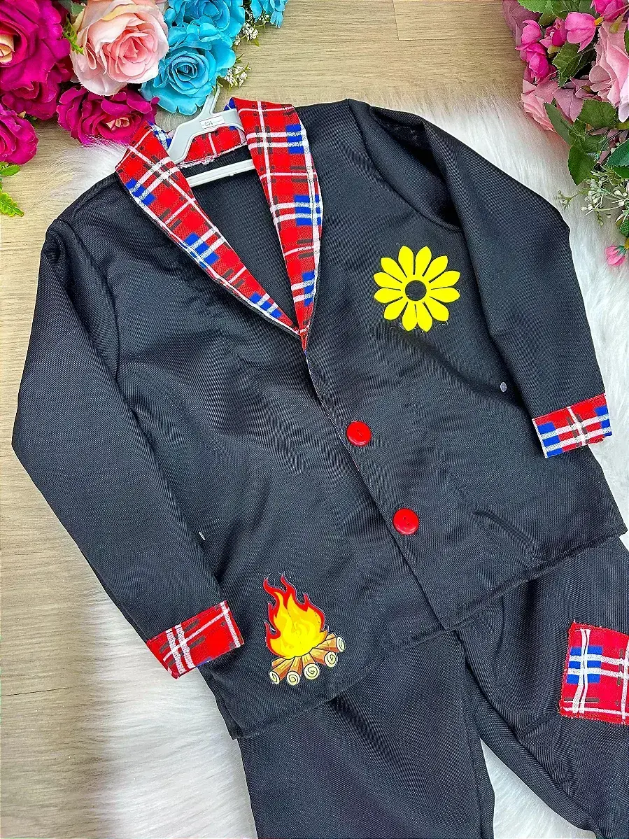 Conjunto junino seu juca terno preto, foto 7