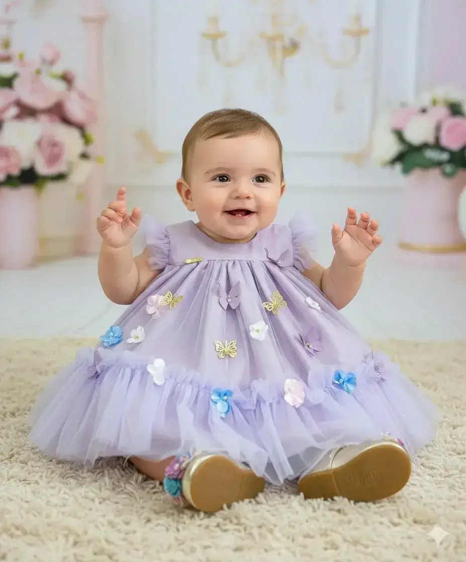 Vestido jardim das borboletas baby liz lilas