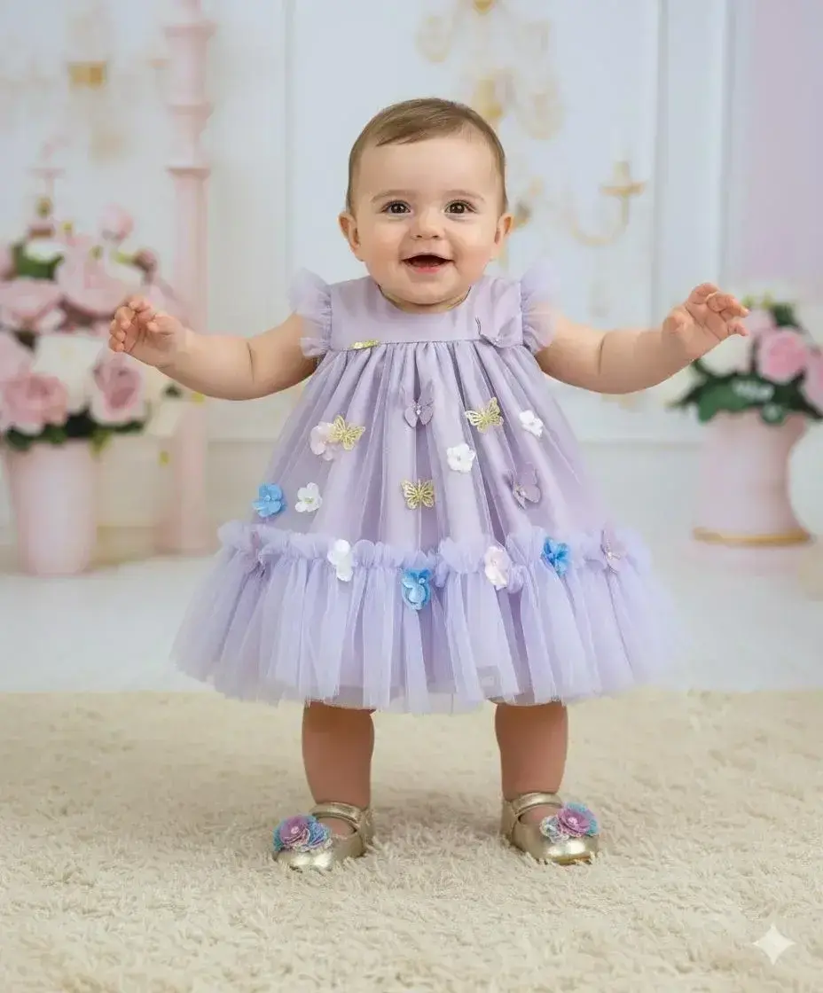 Vestido jardim das borboletas baby liz lilas, foto 2