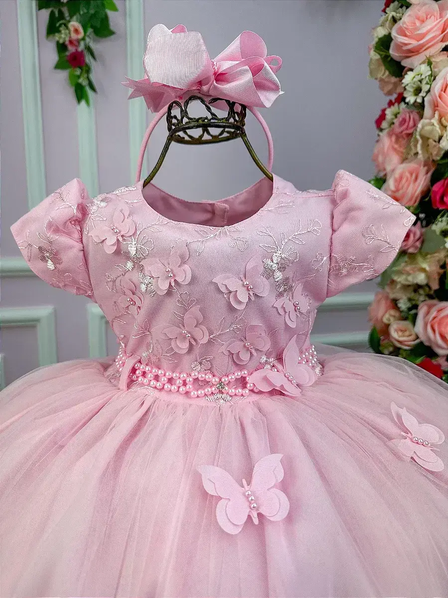 Vestido rosa borboletas, foto 3