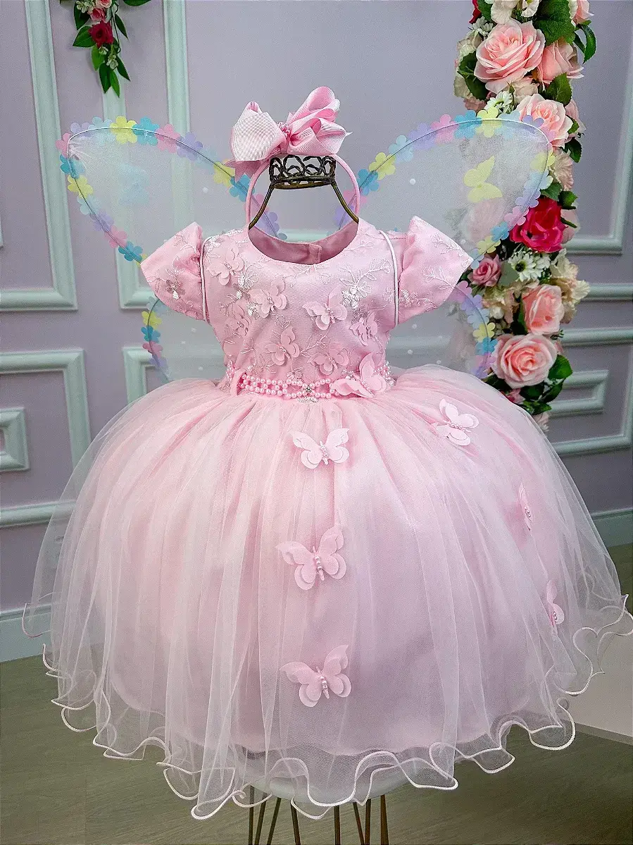 Vestido rosa borboletas, foto 5