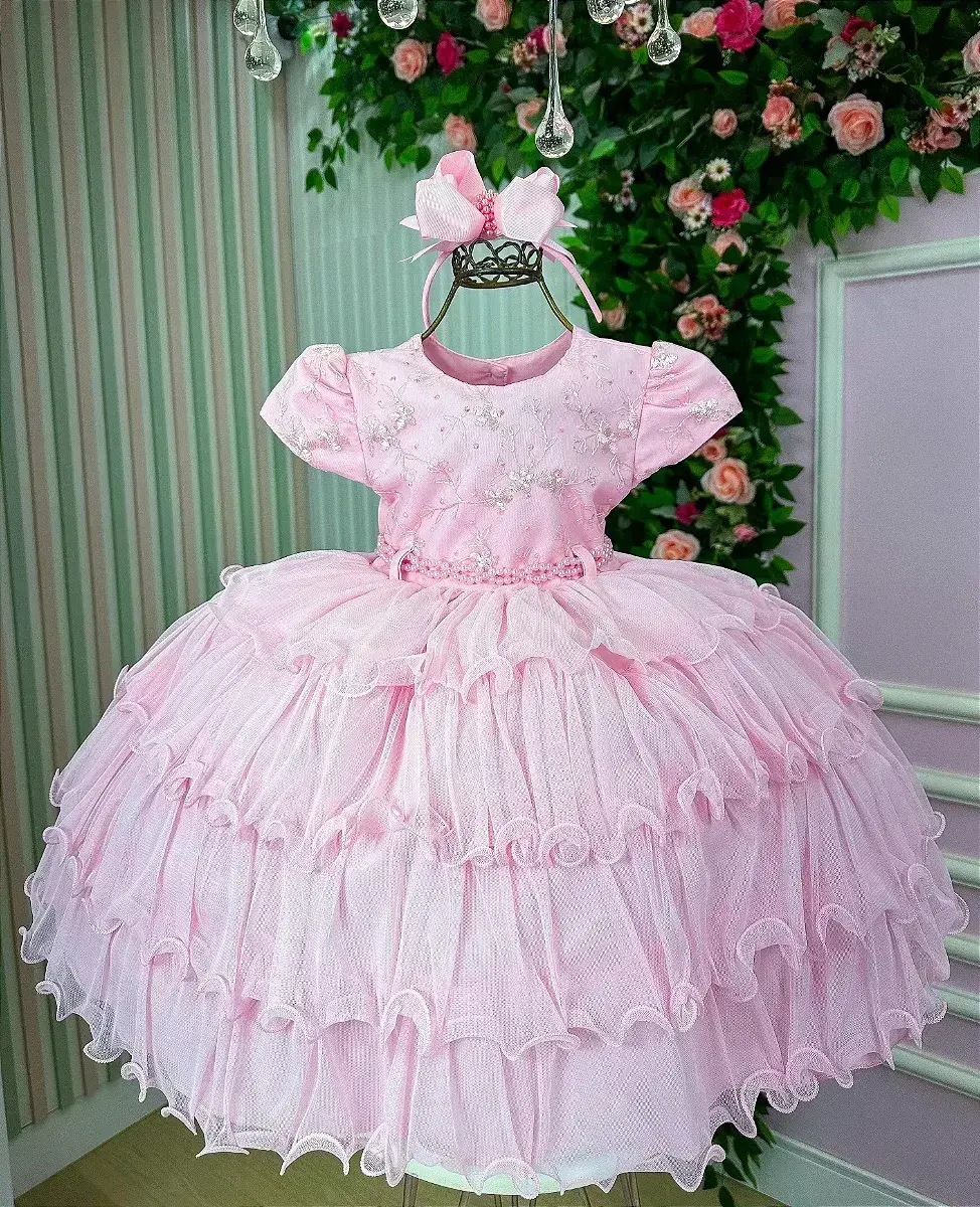 Vestido saias rosa