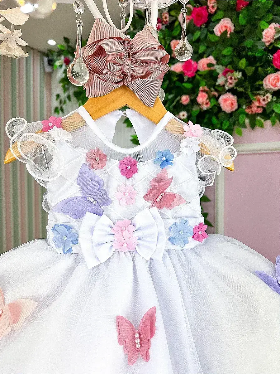 Vestido branco jardim encantado laço, foto 2