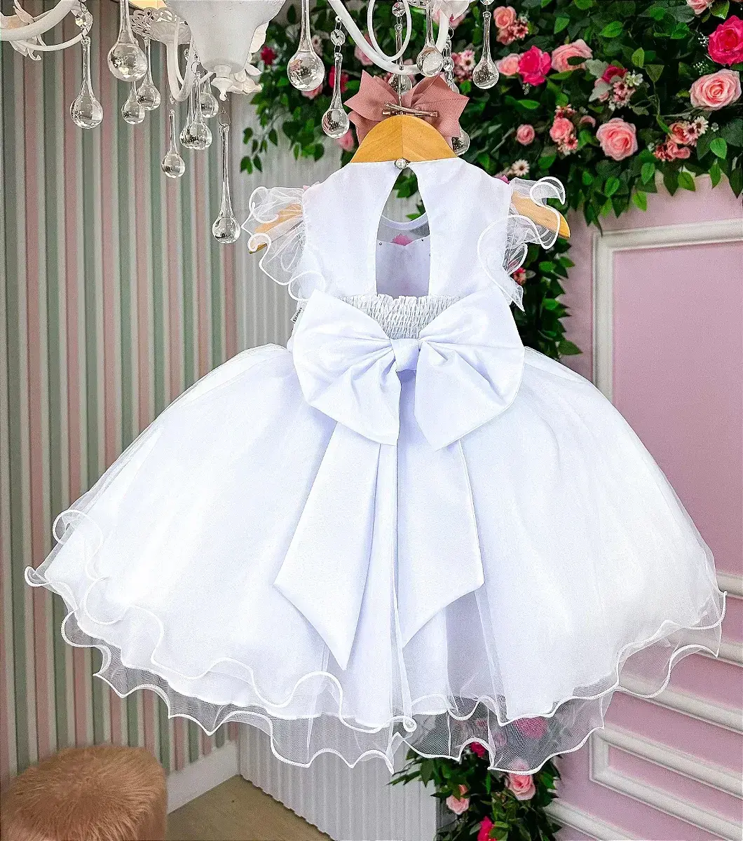 Vestido branco jardim encantado laço, foto 4