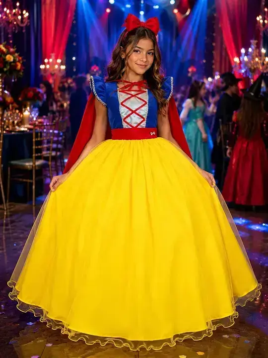 Fantasia vestido longo princesa maça