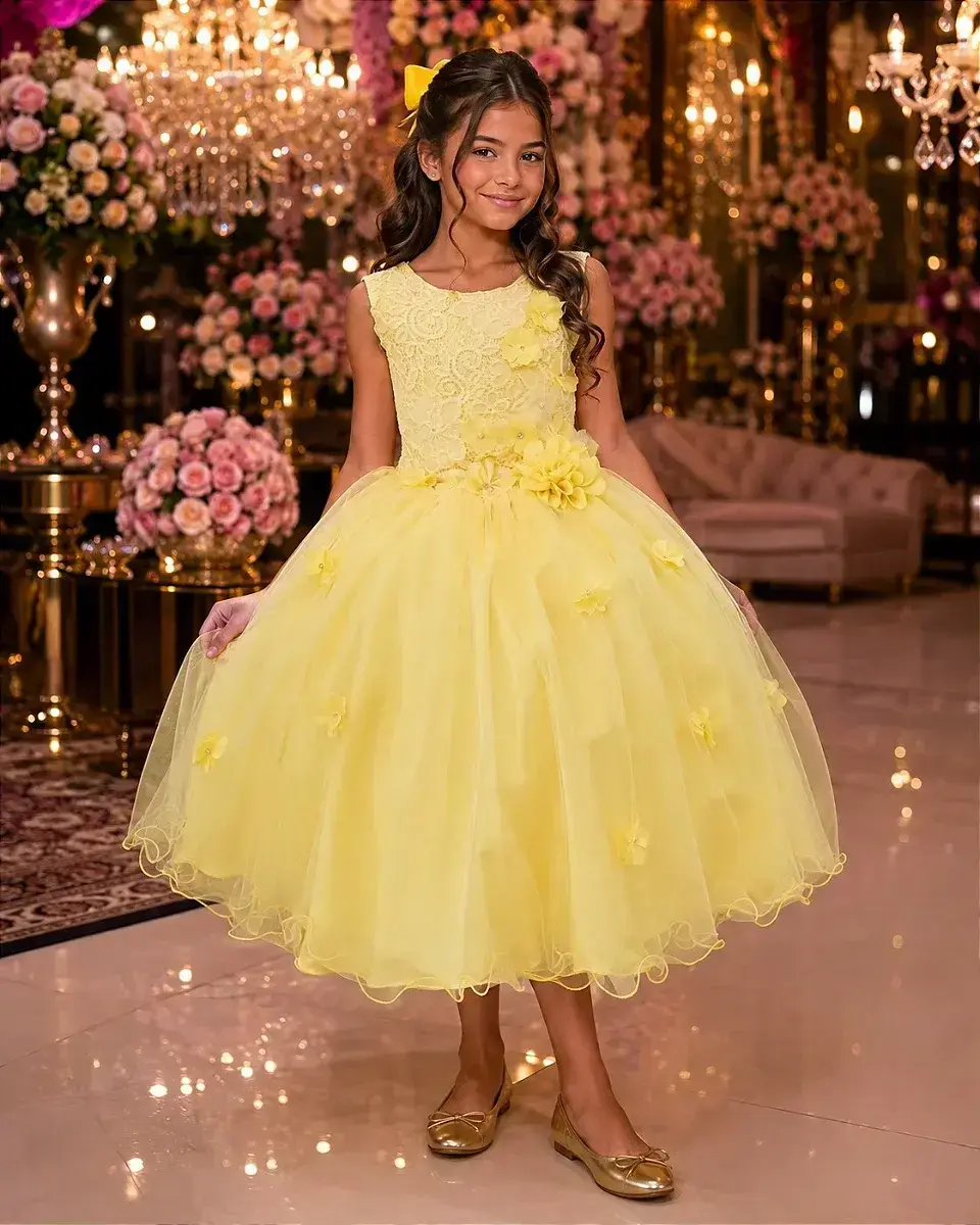 Vestido regata flores amarelo