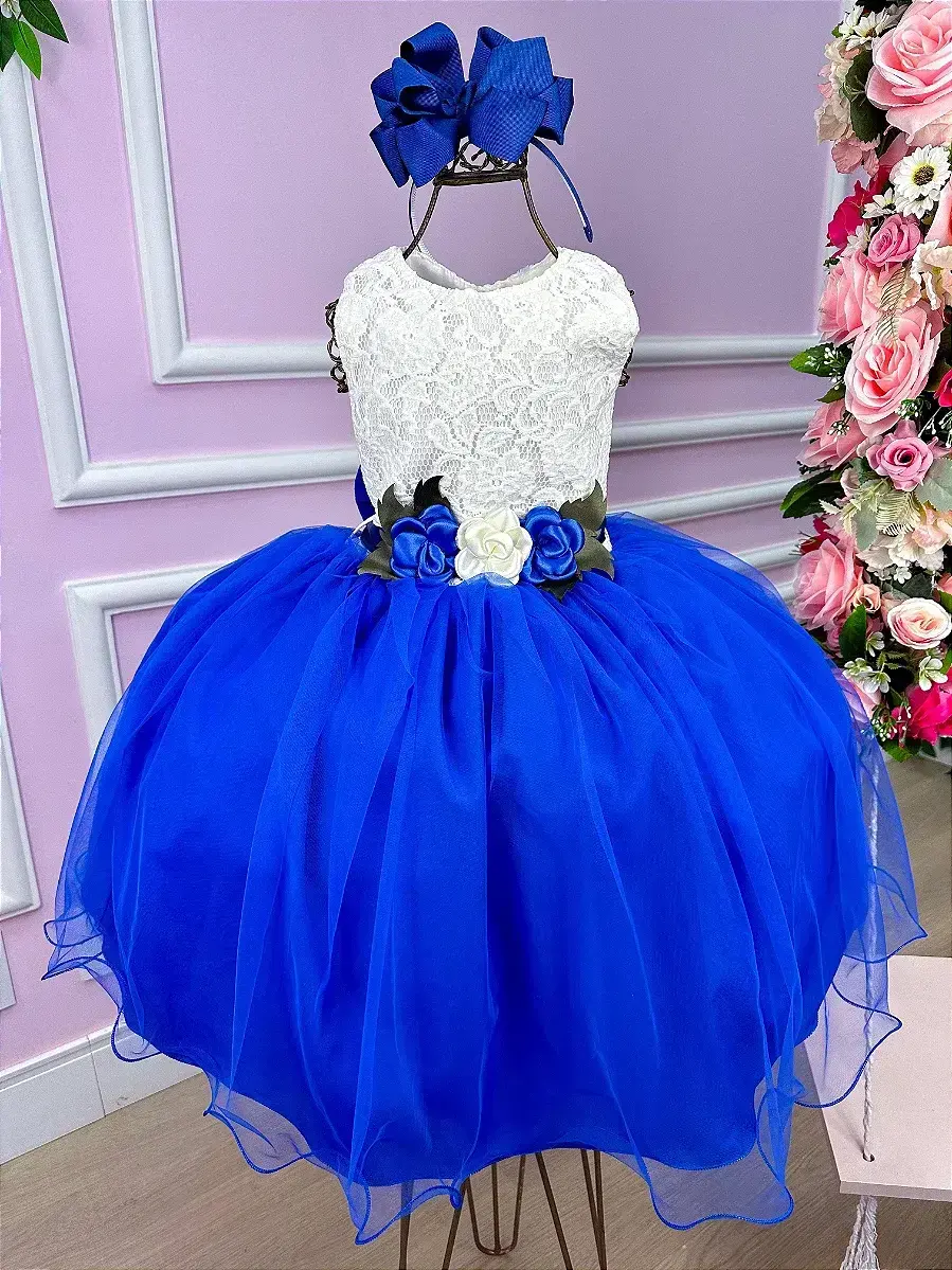 Vestido ivete peito off e saia azul royal