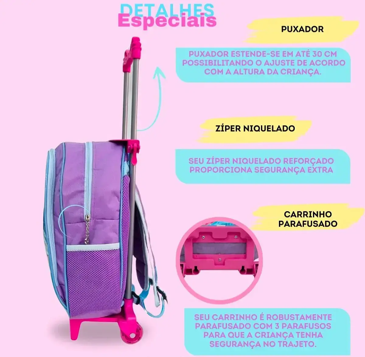 Kit mochila rodinhas lancheira estojo Lilo e Stitch, foto 4