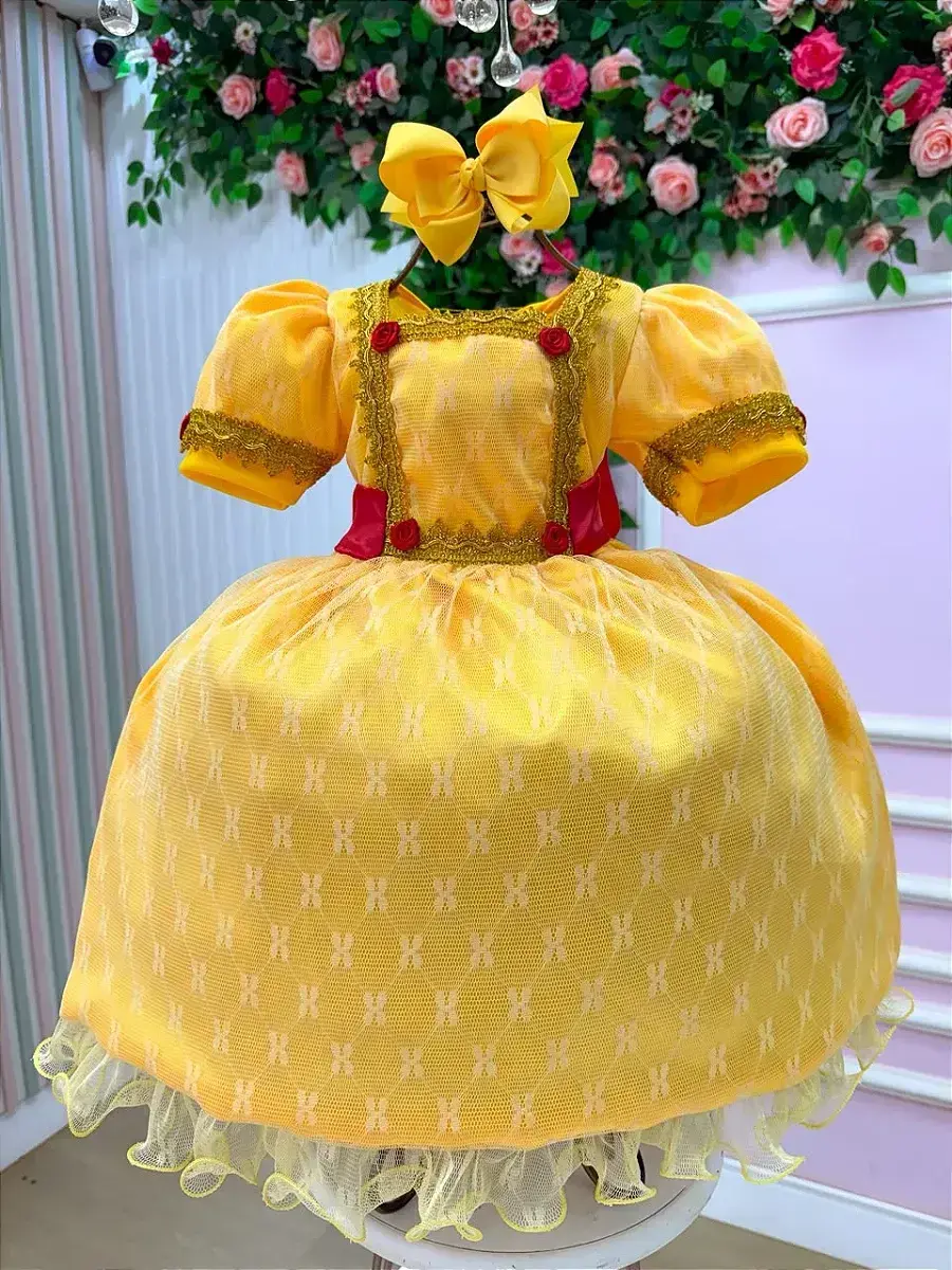 Fantasia festa princesa amarelo, foto 3