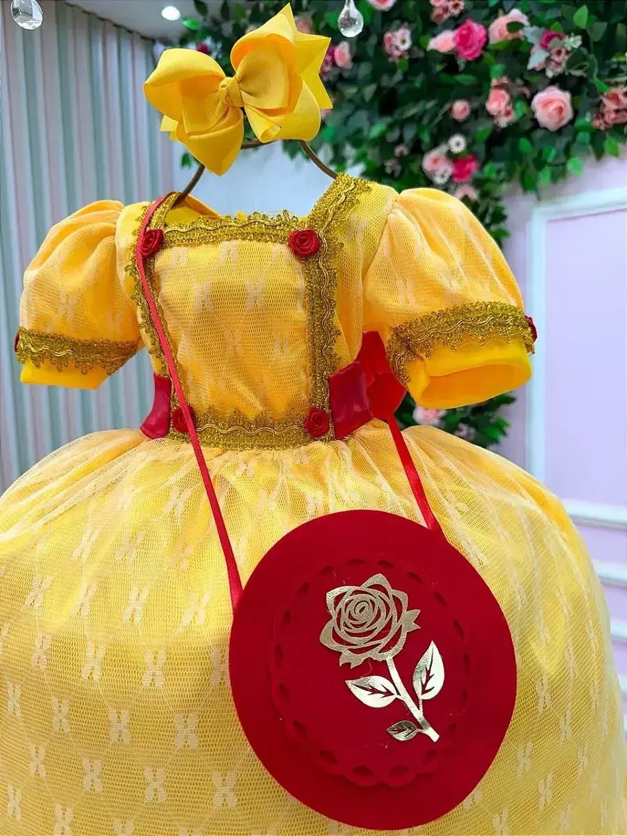 Fantasia festa princesa amarelo, foto 7