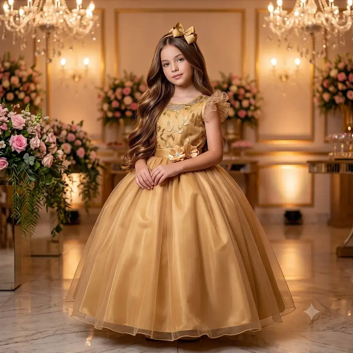 Vestido longo suzy dourado