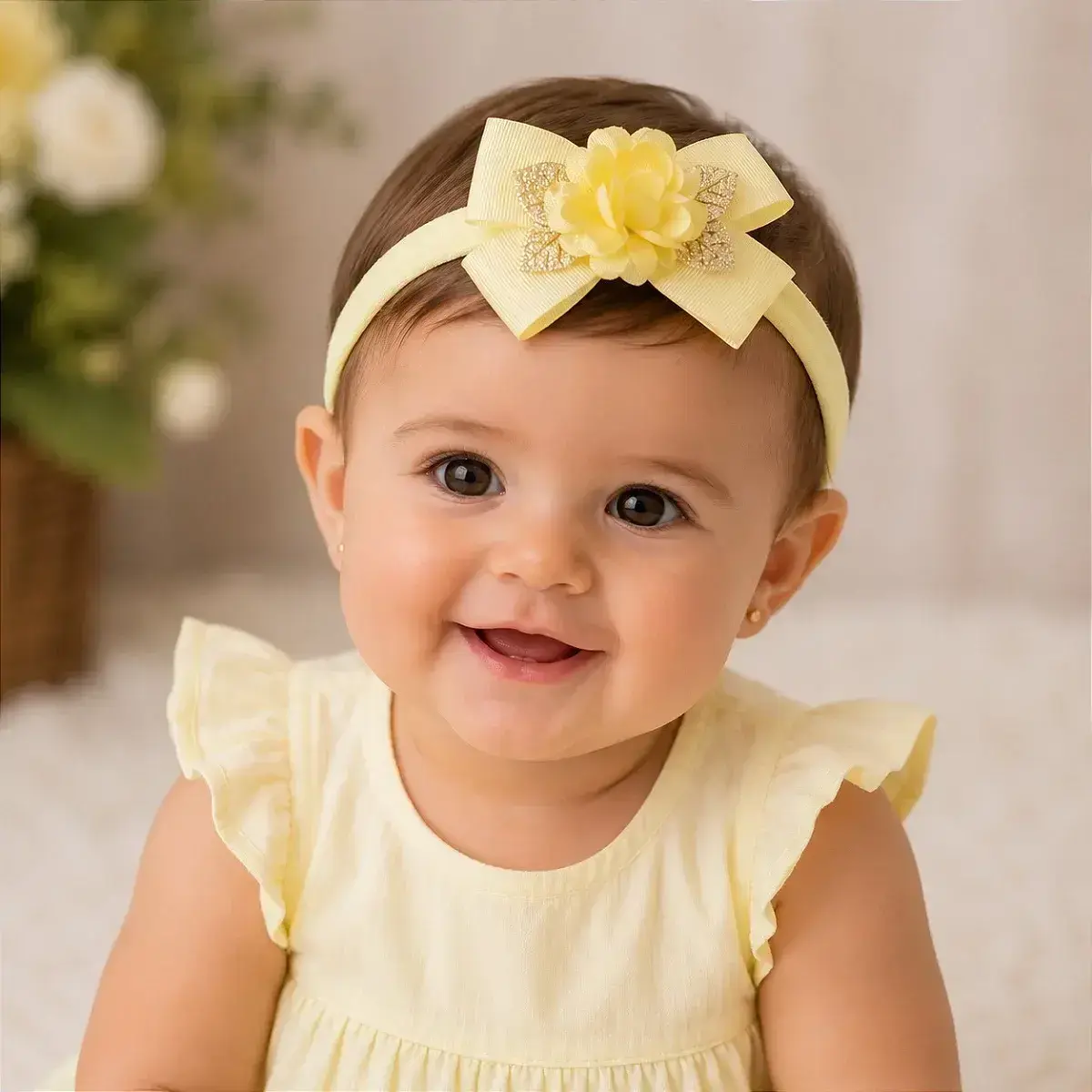 Faixa florzinha amarelo claro