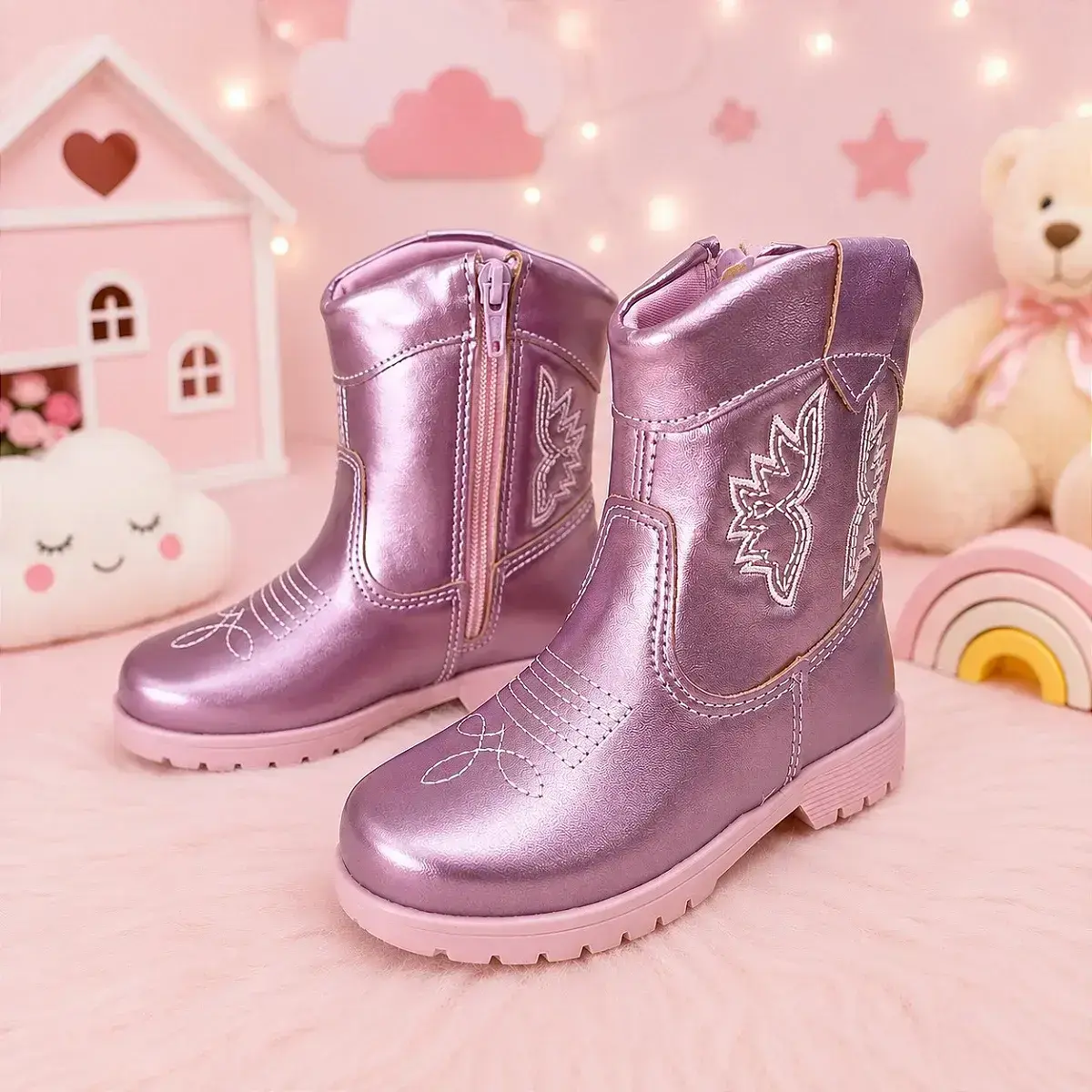 Bota coturno Boiadeira rosa metalizado, foto 2