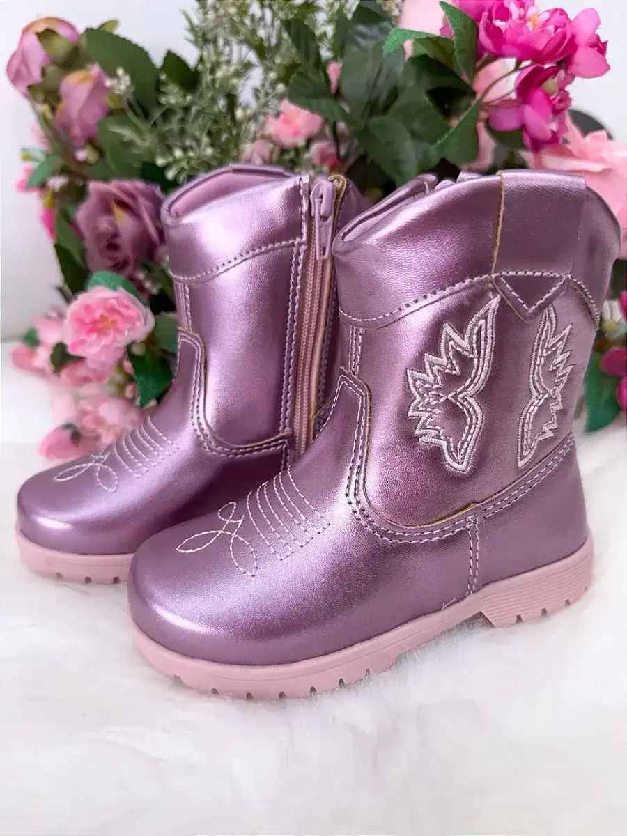 Bota coturno Boiadeira rosa metalizado, foto 3