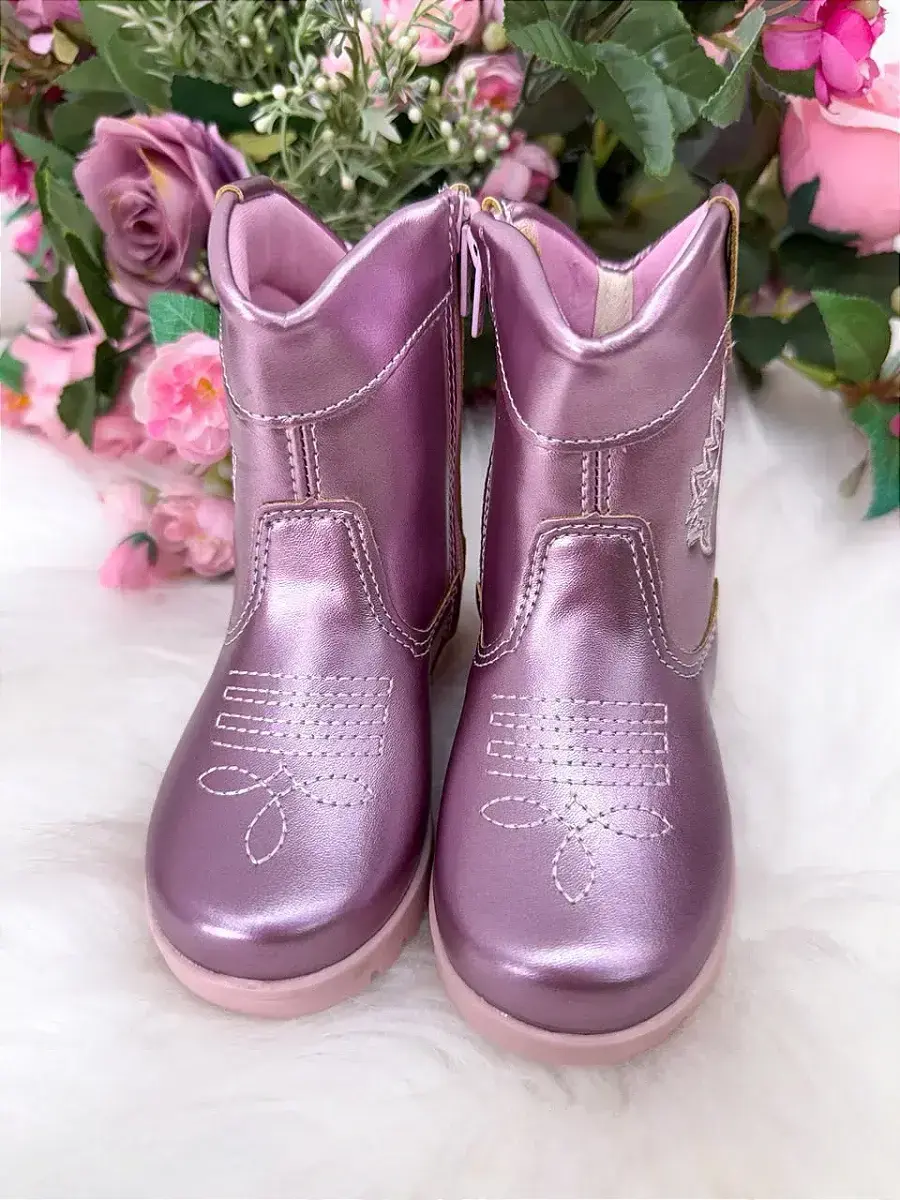 Bota coturno Boiadeira rosa metalizado, foto 4