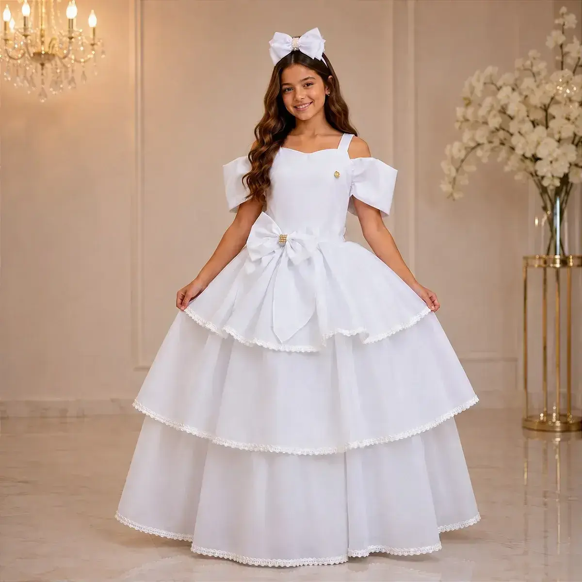 Vestido longo safira branco