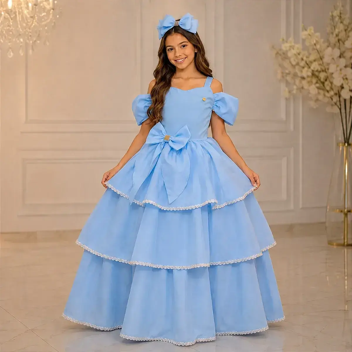 Vestido longo safira azul
