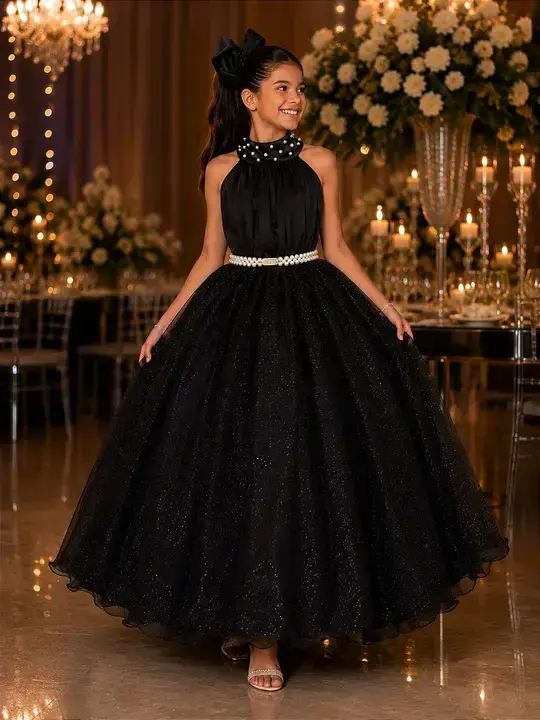 Vestido longo âmbar preto