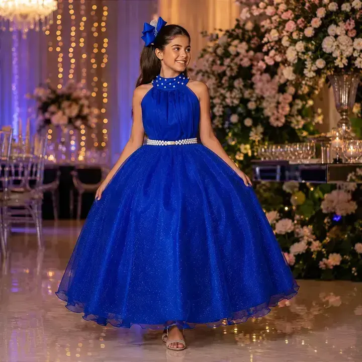 Vestido longo âmbar azul royal