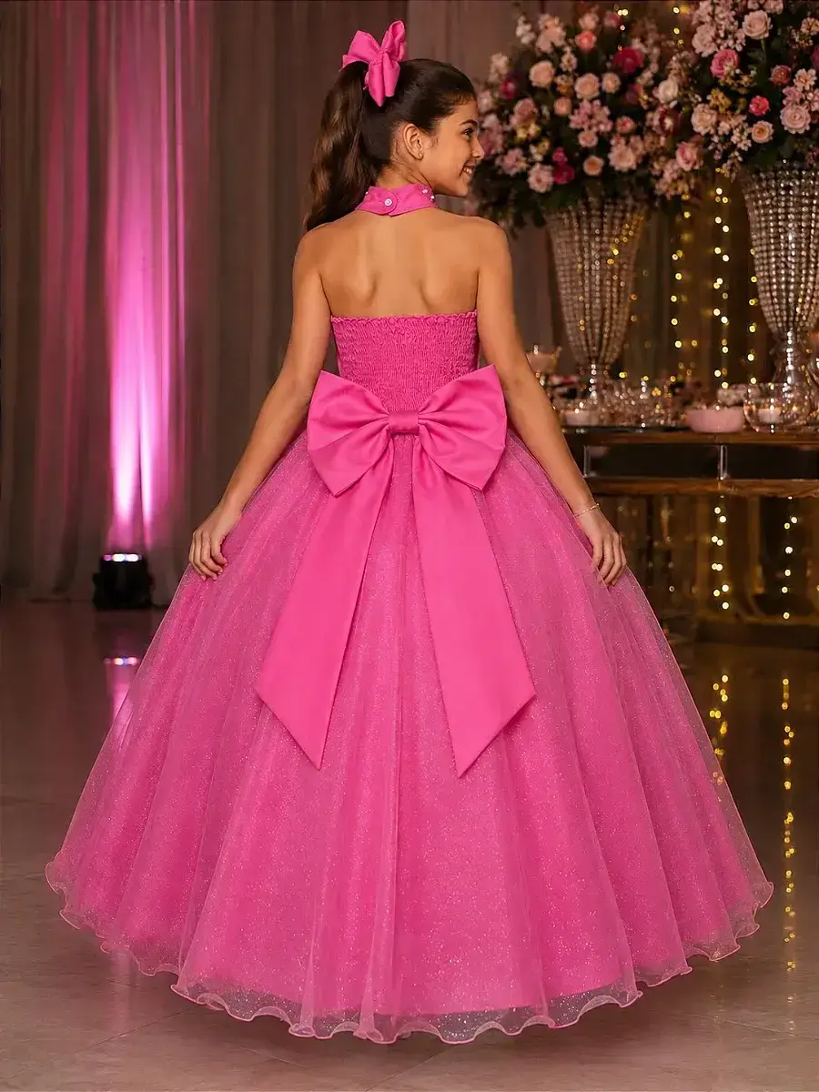 Vestido longo âmbar rosa chiclete, foto 3