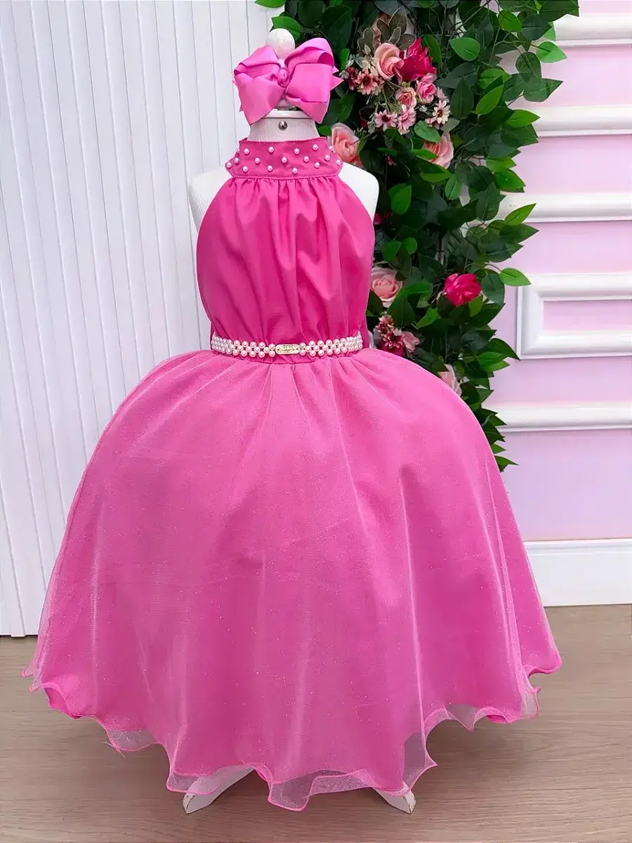 Vestido longo âmbar rosa chiclete, foto 4