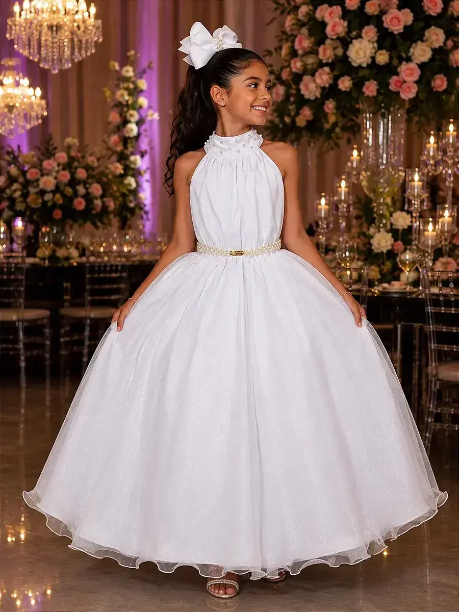 Vestido longo âmbar branco