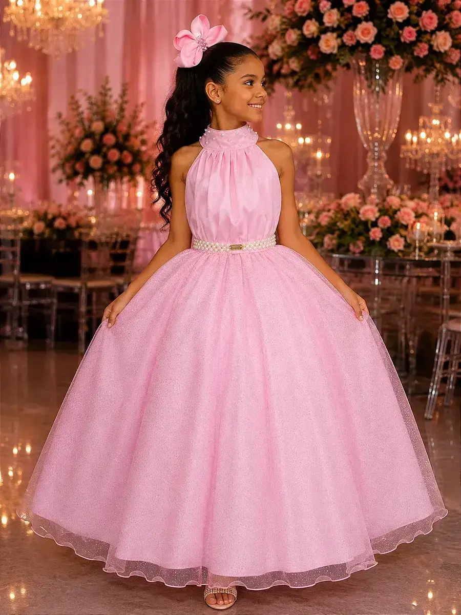 Vestido longo âmbar rosa