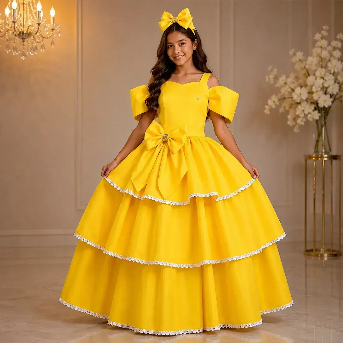 Vestido longo safira amarelo
