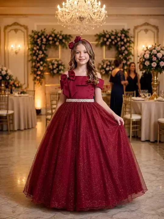 Vestido longo festa marsala
