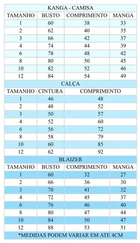 Guia de tamanhos