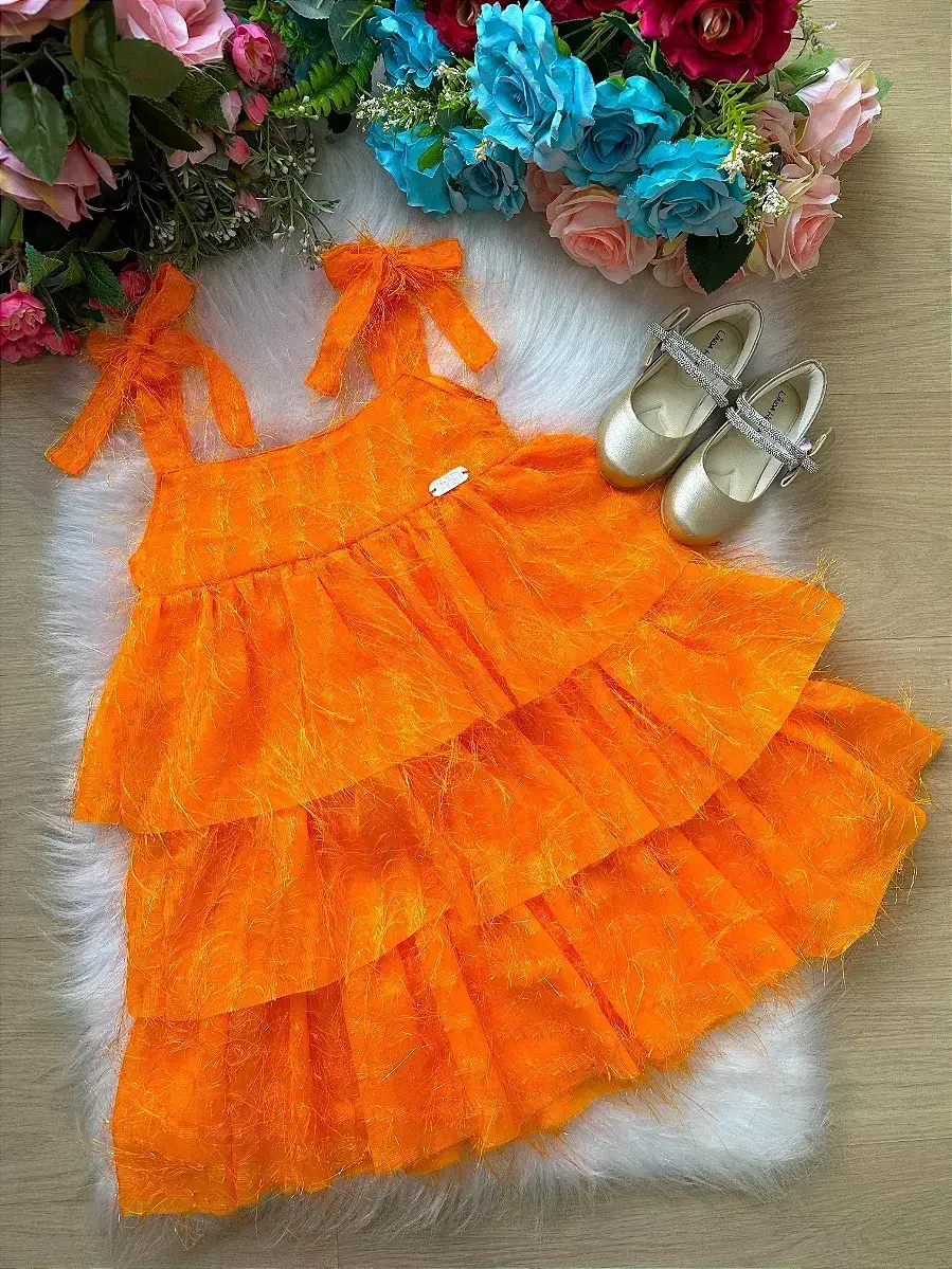 Vestido vitoria laranja neon