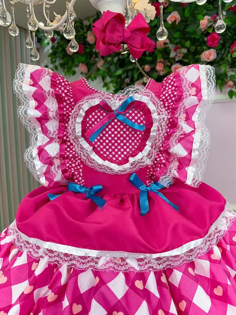 Vestido junino festa do coração pink, foto 4