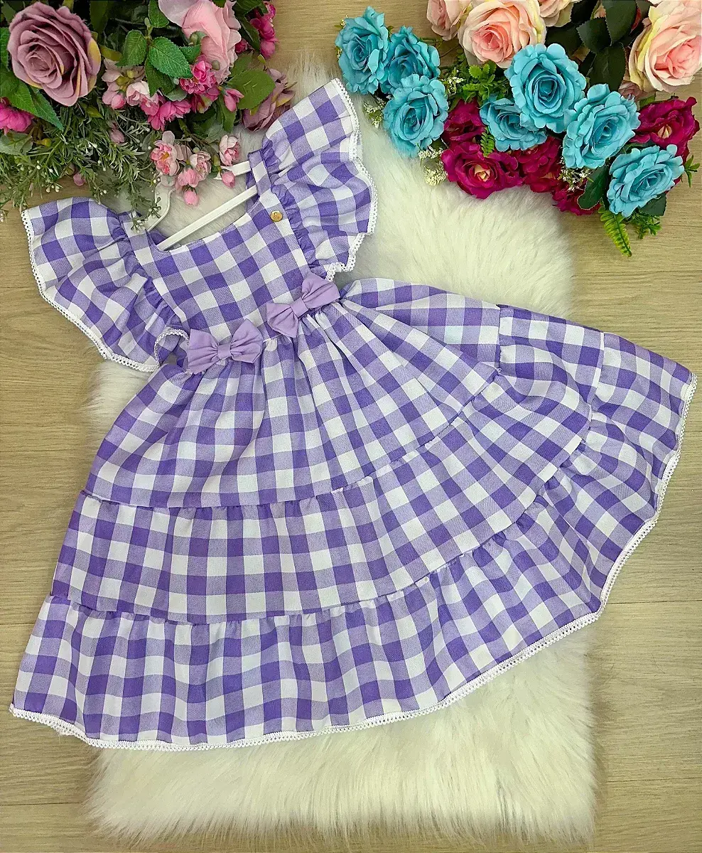 Vestido aline xadrez lilas, foto 3