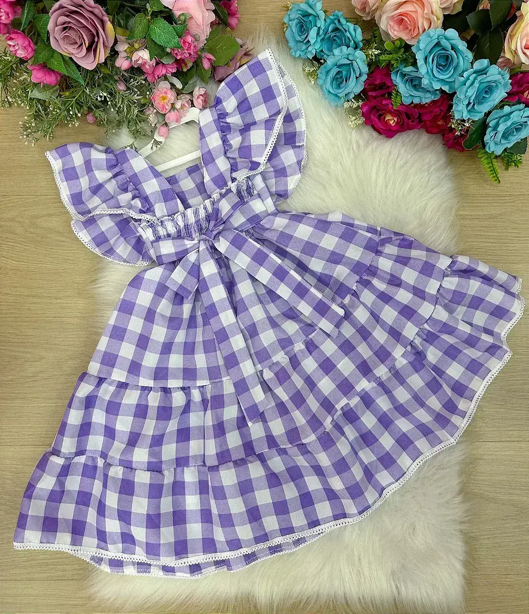 Vestido aline xadrez lilas, foto 5