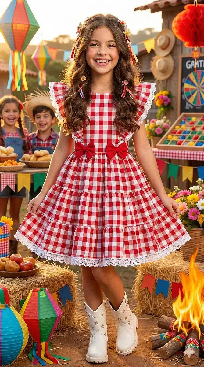 Vestido aline xadrez vermelho