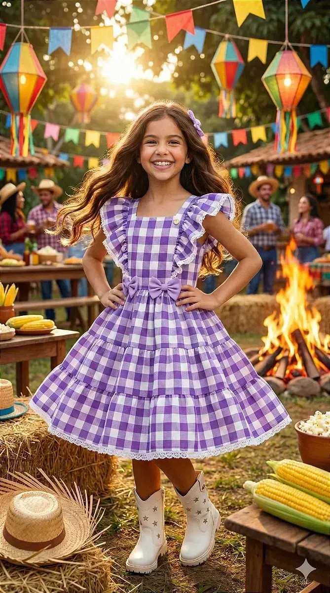 Vestido aline xadrez lilas