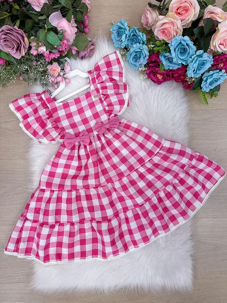 Vestido aline xadrez rosa, foto 4
