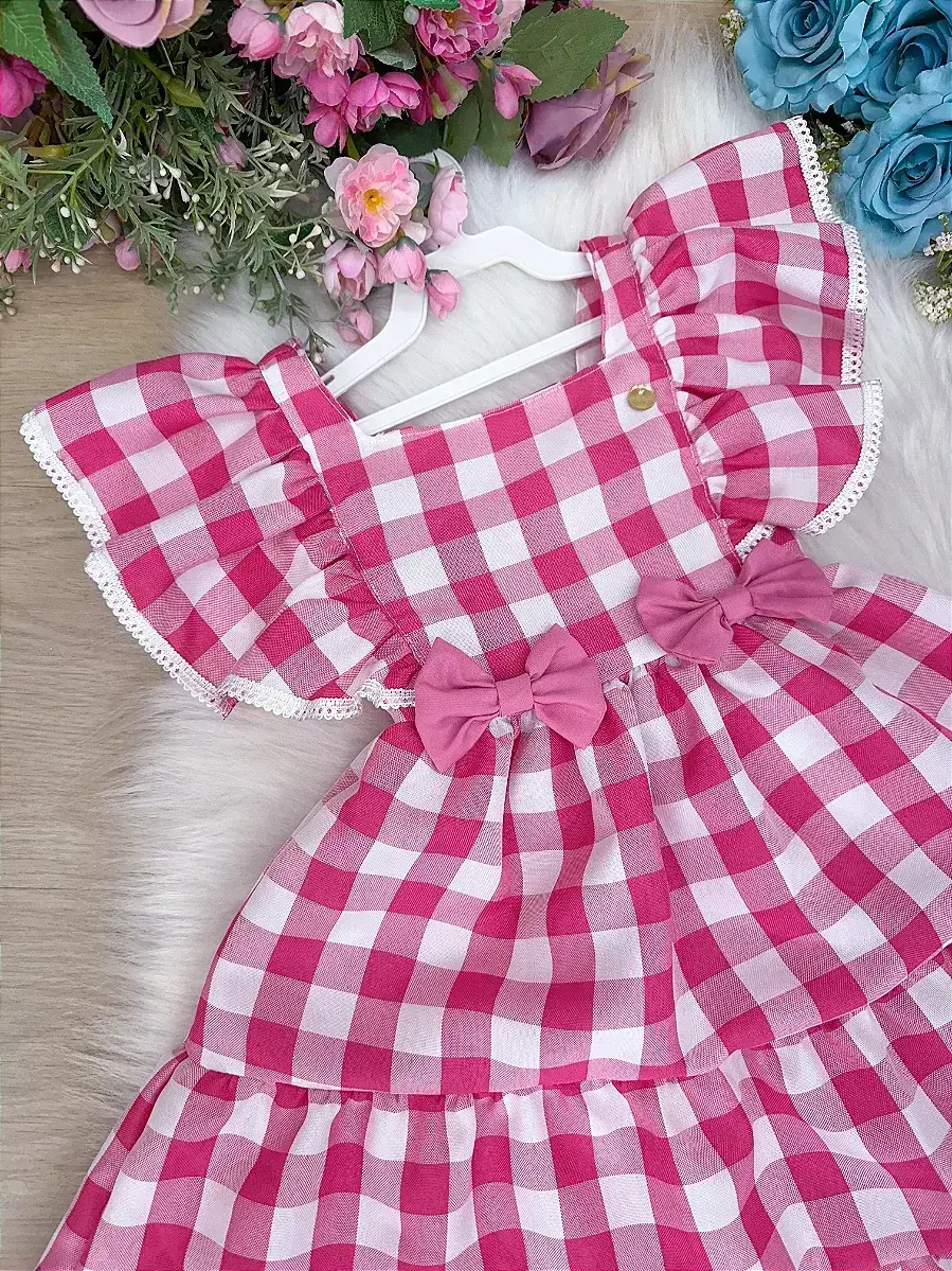 Vestido aline xadrez rosa, foto 5