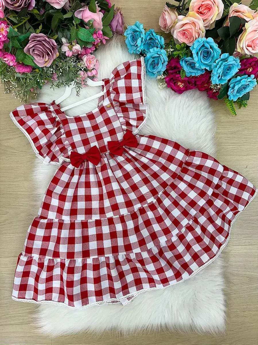 Vestido aline xadrez vermelho, foto 3