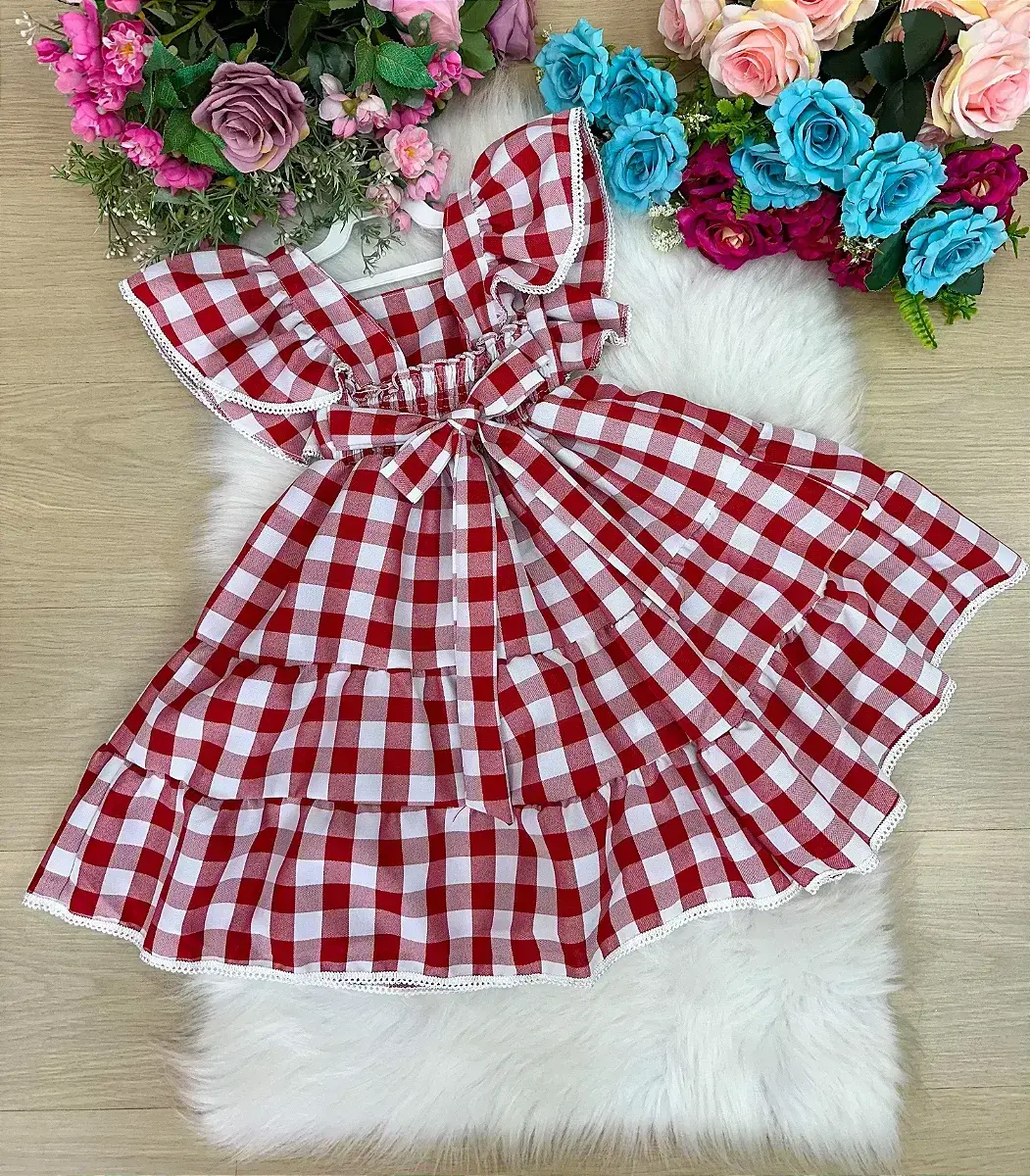 Vestido aline xadrez vermelho, foto 5
