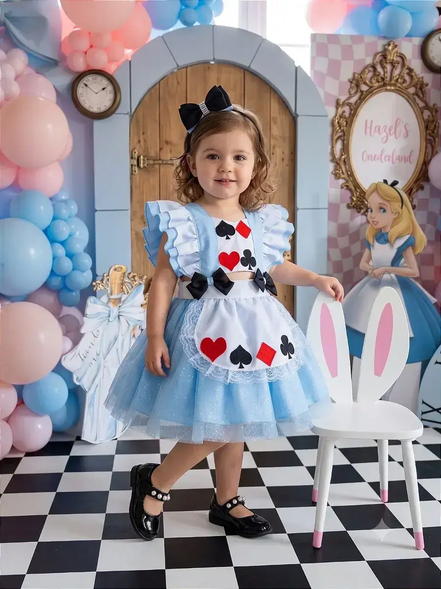 Vestido alice no pais das maravilhas