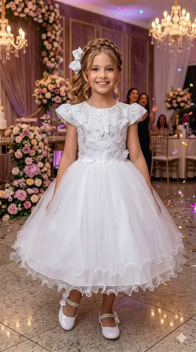 Vestido jardim encantado mel branco