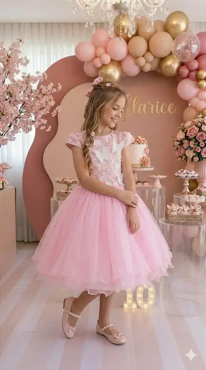 Vestido jardim encantado mel rosa, foto 3