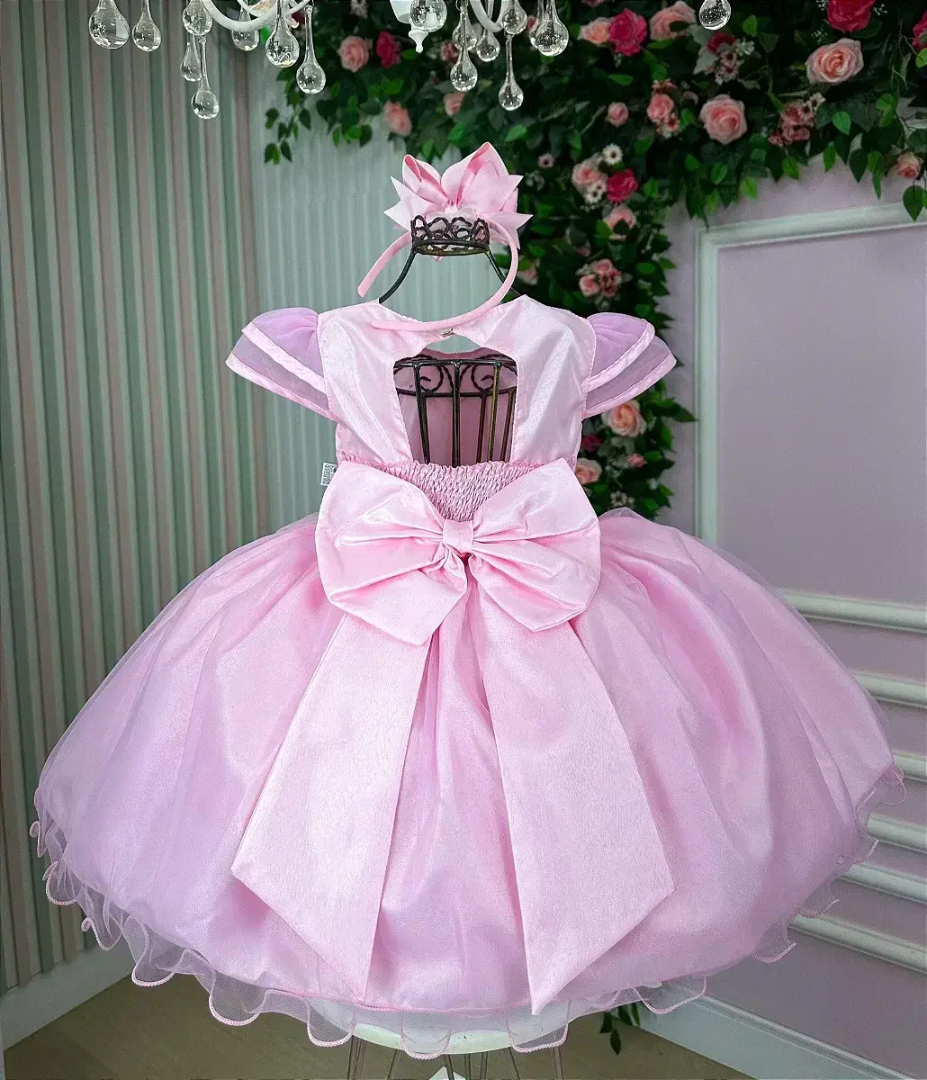 Vestido rosa jardim encantado flores, foto 8