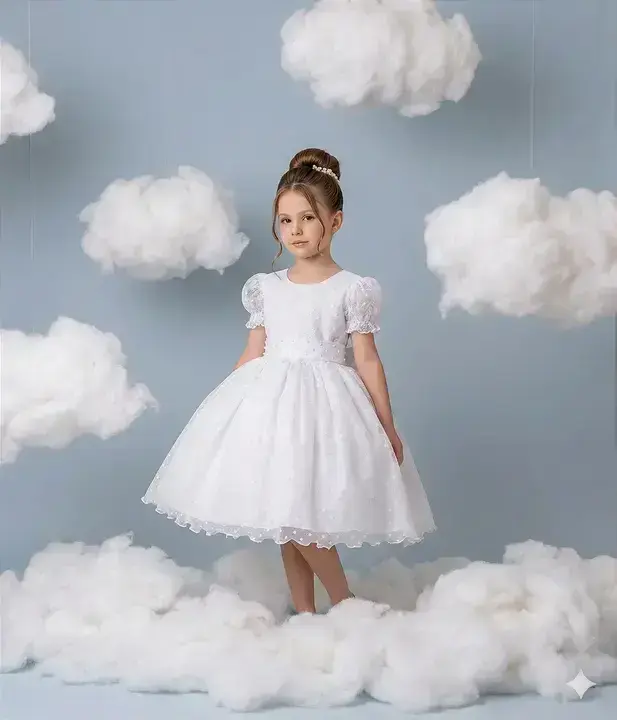 Vestido branco bolinhas