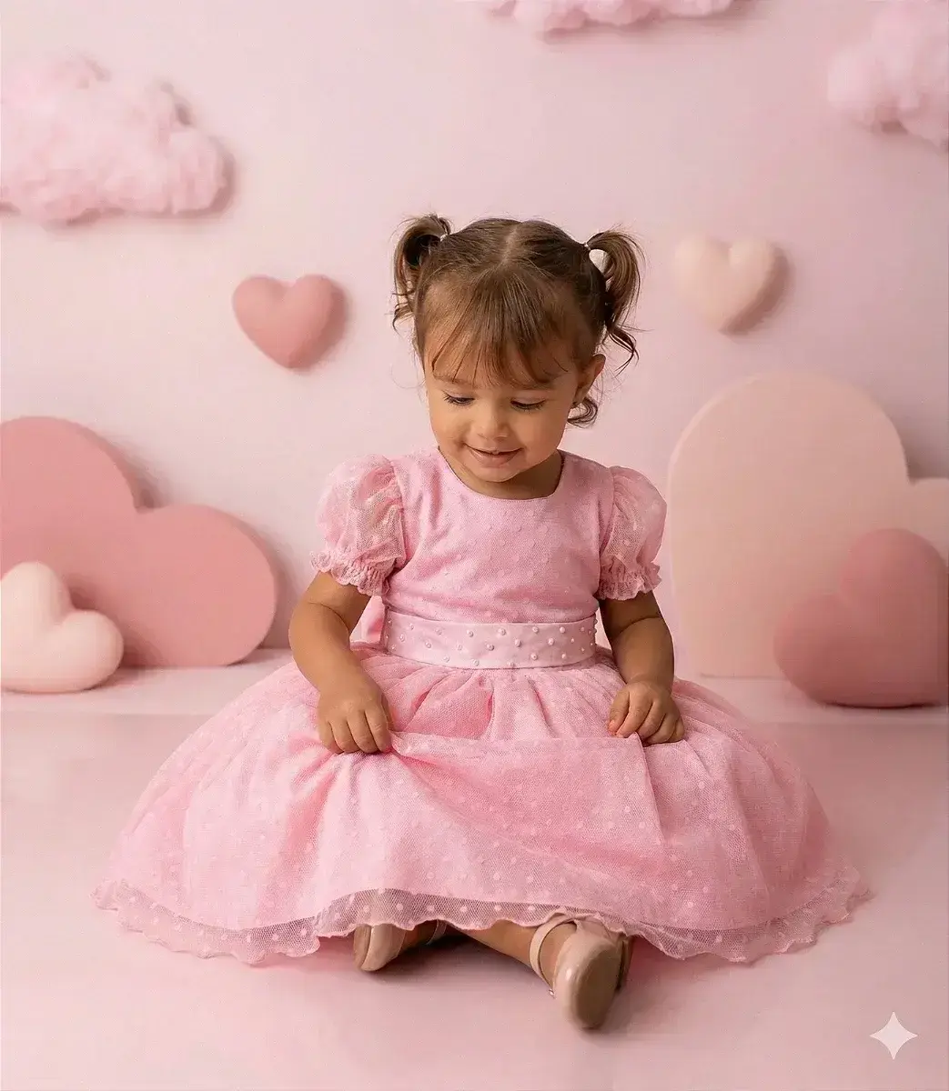 Vestido rosa bolinhas, foto 3